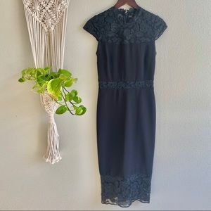 Avery G Black Midi Dress w/ Lace Cut Outs Size 4